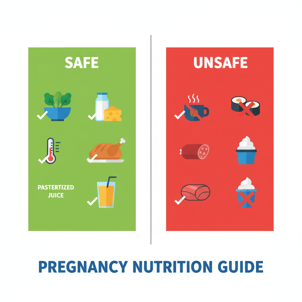 showing safe and unsafe foods during pregnancy